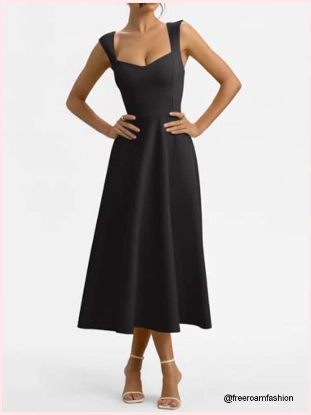 Sleeveless Sweetheart Neck Midi Dress with Pockets for Formal Wedding Guest - Picture 2 of 7